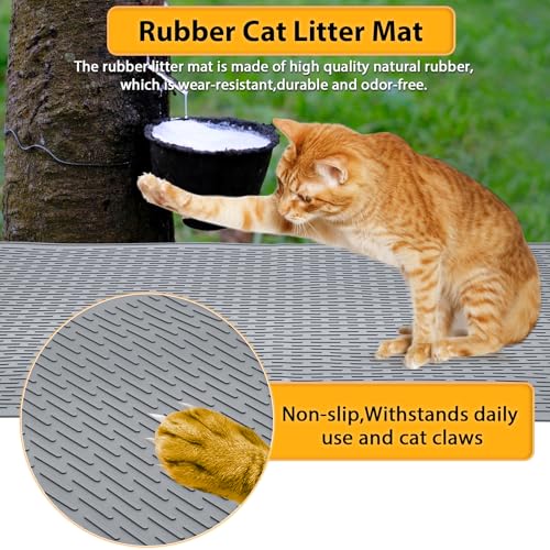 Large Cat Litter Mat 39x27 Inch, XL Waterproof Cat Mat for Litter Box with Raised Edges & Textured Surface, Washable Rubber Cat Litter Catcher Mat for Multiple Cats, Easy to Clean, Gray - style: Grey-39"x27"