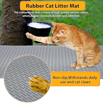 Large Cat Litter Mat 39x27 Inch, XL Waterproof Cat Mat for Litter Box with Raised Edges & Textured Surface, Washable Rubber Cat Litter Catcher Mat for Multiple Cats, Easy to Clean, Gray - style: Grey-39"x27"