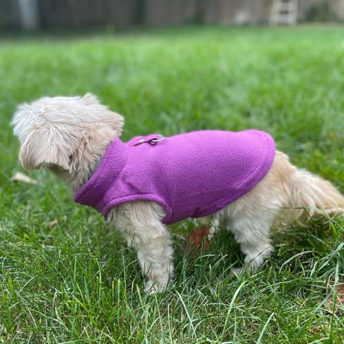JACKO & CO - Fleece Vest Dog Sweater with Leash Ring - Soft, Warm & Lightweight Pullover Coat for Small & Medium Dogs, Puppies & Cats - Cozy Fall/Winter/Spring Pet Jacket (Purple, X-Small 2-4lbs) - color: Purple, size: XS (2-4lbs)