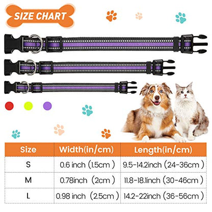 Weewooday 3 Pieces Reflective Dog Collar Nylon Adjustable Quick Release Pet Collars for Dogs(Medium) - size: Medium