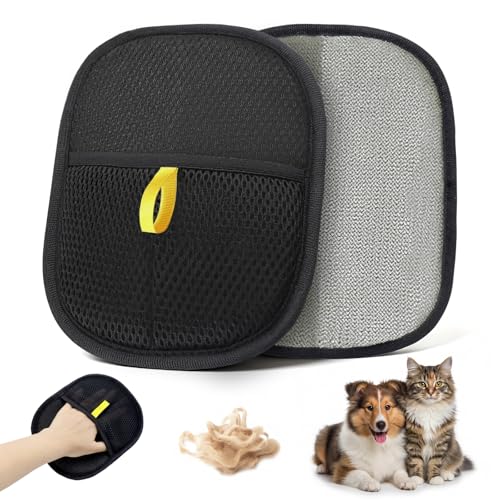 Pet Hair Removal Glove for Cats & Dogs, Electrostatic Pet Hair Remover Gloves for Cats Hair, Reusable Magic Brush Pet Hair Remover Tool for Couch, Pet Bed, Clothes(1pc) - color: Black