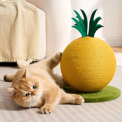 Pineapple Cat Scratching Post, Cute Cat Scratcher with Sisal Rope, Cat Scratch Post for Indoor Adult Cat and Kitten, Cat Scratching Ball - color: Pineapple
