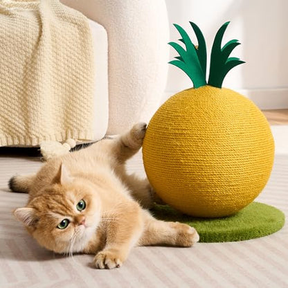 Pineapple Cat Scratching Post, Cute Cat Scratcher with Sisal Rope, Cat Scratch Post for Indoor Adult Cat and Kitten, Cat Scratching Ball - color: Pineapple