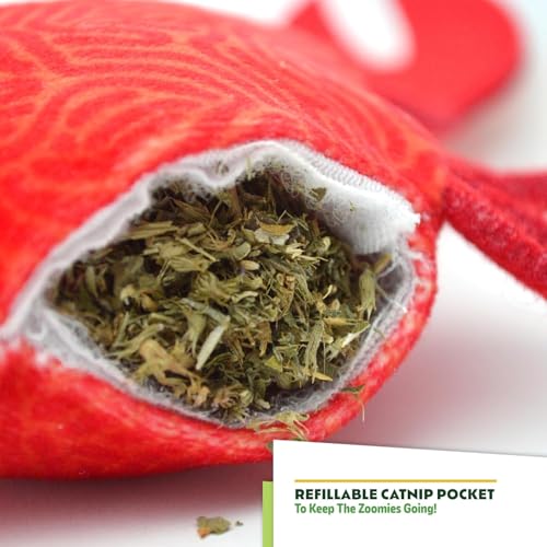 Jellyfish and Crab Toy Bundle | ZOOMIE Refillable Jellyfish and Crab Plush Catnip Toys | High Potency Hand Harvested Fresh Catnip | Soft Plush for Engaging Play - color: Jelly Fish & Crab