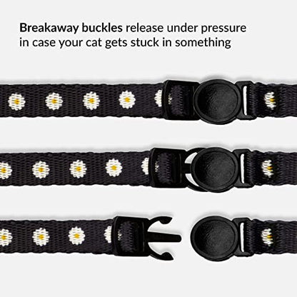 CollarDirect Cat Collar Breakaway with Removable Bell Set of 2 PCS - color: Black & Green