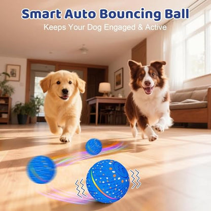 Interactive Dog Toys Dog Ball for Small Medium Dogs – 3 Smart Play Modes Bouncing Interactive Pet Toy, Durable E-TPU Material with RGB Lights, Self-Rolling Toy to Relieve Dog Boredom and Anxiety