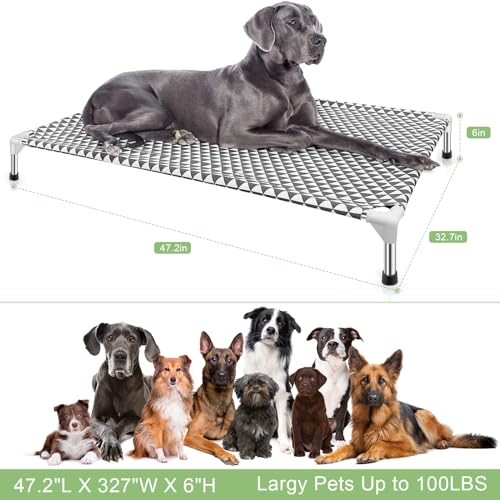 Elevated Outdoor Dog Bed, X-Large Size, Cotton Material, Non-Slip Feet, Fits up to 120lbs - size: 4 sided X-Large