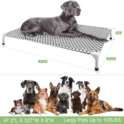 Elevated Outdoor Dog Bed, X-Large Size, Cotton Material, Non-Slip Feet, Fits up to 120lbs - size: 4 sided X-Large