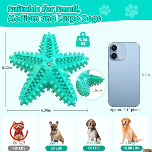 Dog Chew Toys Floating Squeaky Toy for Aggressive Chewers Toothbrush Teething Cleaning Toys Outdoor Swimming Interactive Tough Toys for Medium and Large Dogs - color: Starfish-blue
