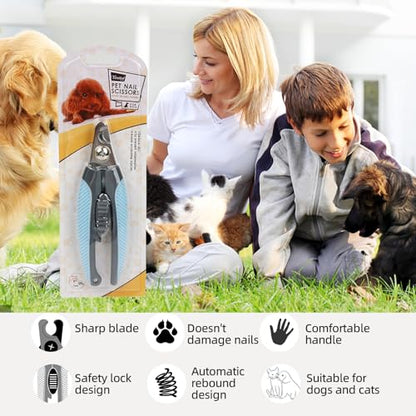 Blue Dog Nail Clipper with Safety Guard Plier Style Dog Claw Clippers Heavy-Duty Dog Toenail Clippers Professional Pet Nail Trimmers for Small Medium Large Dogs and Cats with Thick Nails - color: Blue Nail Clipper with Safety Guard, size: 6.22in/15.8cm