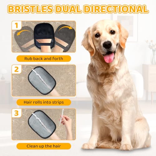 Pet Hair Removal Glove for Dogs & Cats, 2026 Newly Upgraded Five-Finger Electrostatic Pet Hair Gloves, Pet Hair Remover Tool for Clothing, Couch, Carpet, Car Seat（2 Pack Black）