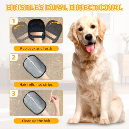 Pet Hair Removal Glove for Dogs & Cats, 2026 Newly Upgraded Five-Finger Electrostatic Pet Hair Gloves, Pet Hair Remover Tool for Clothing, Couch, Carpet, Car Seat（2 Pack Black）