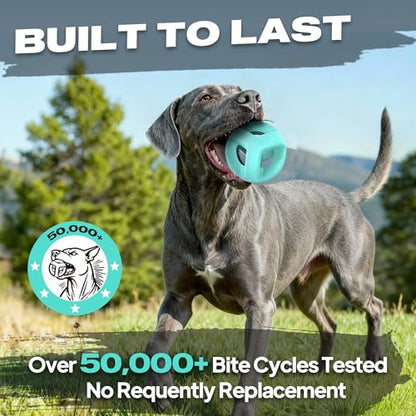 Fida Natural Rubber Dog Balls for Aggressive Chewers, Durable Dog Chew Toys for Large Dogs, Interactive Fetch & Tug of War Toys for Medium Large Breed Non-Toxic Dish Washable,4.5 * 4.5" - color: Aqua Blue