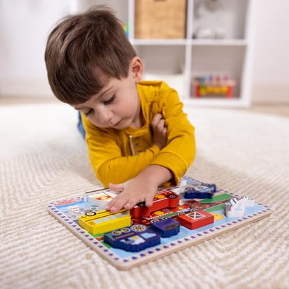 Melissa & Doug Vehicles Wooden Chunky Puzzle (9 pcs), Educational Screen Free Activity for Toddler, Preschoolers And Kids Ages 2+- FSC Certified - style: Vehicles