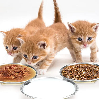 Stainless Steel Cat Dishes for Food and Water Bowls for Small and Medium Pets Relief of Whisker Fatigue -4 Sets Shallow Style - size: 13 ounce,4 sets