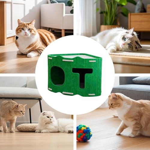 Genérico Felt Cave Cats, Semi-Closed House Bed for Pets | Comfortable Puppy Cave | Winter Use Outdoor Camping Travel Home & Bedroom & Living Room Apartment Balcony - color: Green