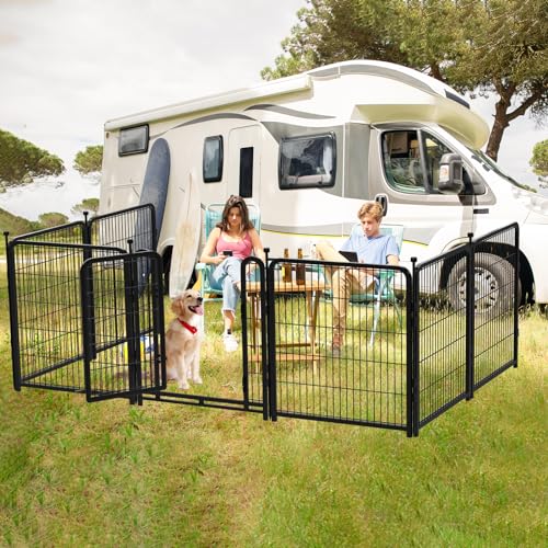Getlay Tall Garden Fence, 32 in(H) Dog Fence Outdoor for Yard. 12 Panels Total 26.6 Ft(L) Puppy Playpen, Suitable for Indoor or Outdoor Use Play Pens for Puppys, Large Dog Pen, Fences for Garden