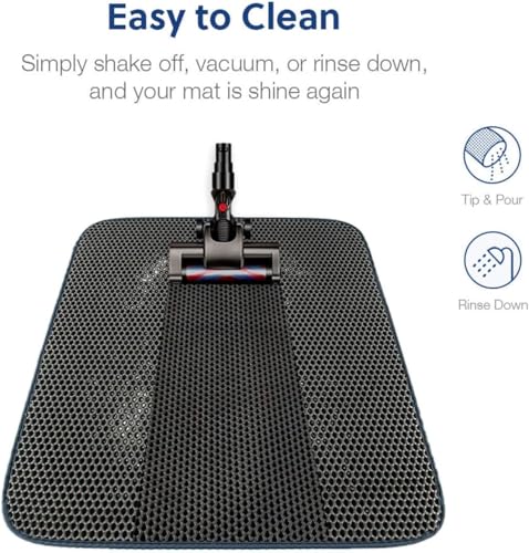 WePet Cat Litter Mat, Kitty Litter Trapping Mat, Honeycomb Double Layer Mats, No Phthalate, Urine Waterproof, Easy Clean, Scatter Control, Catcher Litter Tray Box Rug Carpet - color: #02 Grey