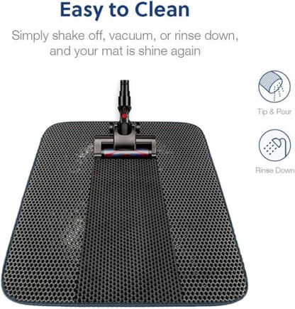 WePet Cat Litter Mat, Kitty Litter Trapping Mat, Honeycomb Double Layer Mats, No Phthalate, Urine Waterproof, Easy Clean, Scatter Control, Catcher Litter Tray Box Rug Carpet - color: #02 Grey