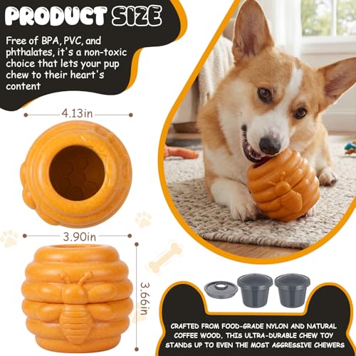 Gemscream 1 Pack Large Dog Toys for Aggressive Chewers, Dog Treat Dispensing Toy to Keep Them Busy, 2-in-1 Fillable Holder with 2 Cups and Food-Dispensing Lids for Large Medium (Yellow) - color: Yellow