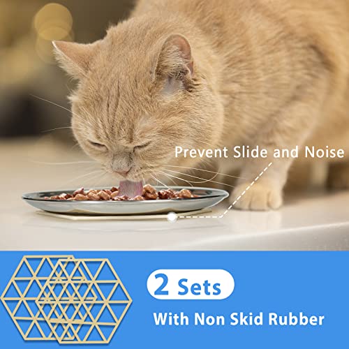 Stainless Steel Cat Dishes for Food and Water Bowls for Small Pets Relief of Whisker Fatigue -2 Sets Shallow Style(6.5 Inch) - size: 6 ounce,2 sets