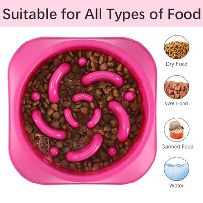 MateeyLife Slow Feeder Dog Bowls, Anti-Choking Puzzle Dog Food Bowls, Anti-Slip Interactive Feeding Slow Down Eating, Bloat Stop Maze Dishes for Medium Large Breeds Purple - color: J-Purple, size: Medium