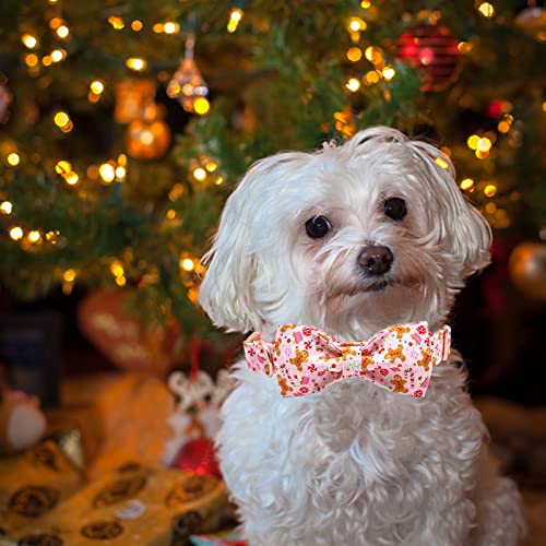 Elegant little tail Dog Collar with Bow - Pink Christmas Gingerbread Man Pet Collars Bow Boy Girl Bowtie Pet Adjustable Dog Collar for Small Medium Large Dogs - color: Gingerbread Man, size: X-Small (Pack of 1)