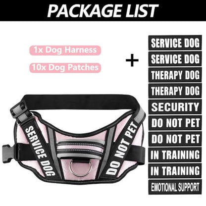 Dog Vest Harness (Medium, Pink) - Includes 8 Patches, Reflective, Lightweight, Soft Padded Handle on Top, for Training Service Dogs - color: Pink, size: MEDIUM (Chest: 21-28 Inch)