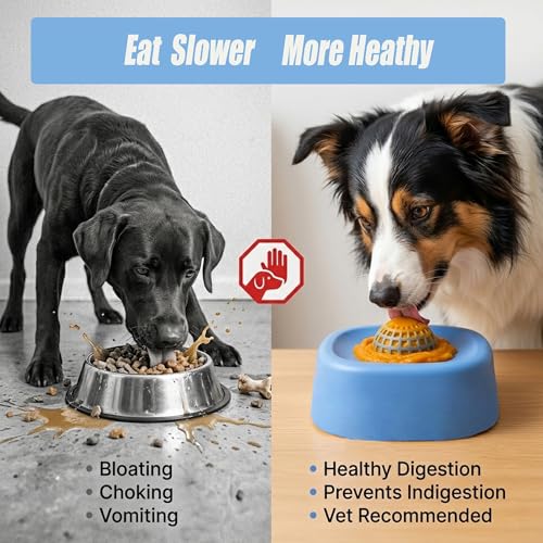 Slow Feeder Dog Bowls for Liquid with Rolling Ball, Interactive Lick Bowl Licking Slow Feeder for Wet Food, Water & Treats Lick Toy for Dogs Cats Large Medium Small - color: Style1-Yellow
