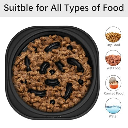 MateeyLife Small Slow Feeder Cat Bowls, Anti-Choking Puzzle Cat Food Bowls, Non Slip Interactive Dog Feeding Slow Down Eating, Bloat Stop Maze Dishes Dog Feeder for Small Breeds 1 Cup Black - color: H-Black, size: Small