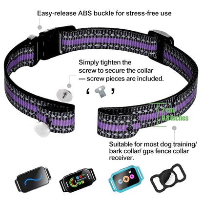 Aikko Collar Replacement Strap, Universal Dog Training Receiver, Reflective Adjustable Nylon GPS Ecollar, Durable Collar Band with Secure Buckle for Large Medium Small Dogs, Purple - color: Purple