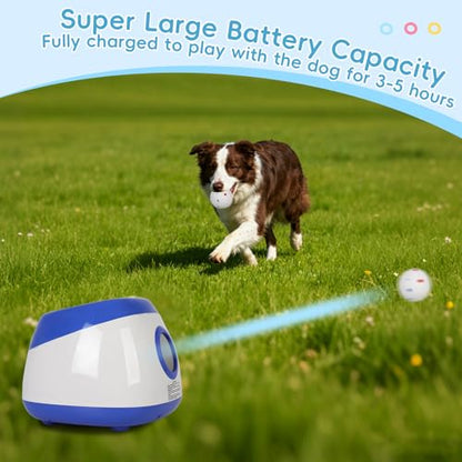 FAHKNS Automatic Ball Launcher for Large Dogs: 40/60/80FT Distance Dog Ball Thrower with Remote Control, 3 Adjustable Distances & Random Mode, 8 Pack 2.5" E-TPU Balls Included - size: 40-80FT for Large Dogs