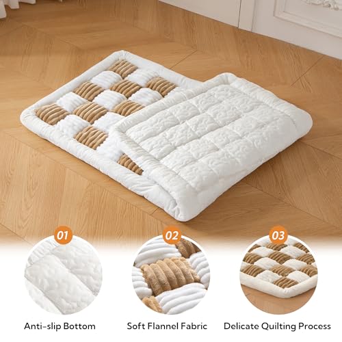 Dog Bed for Car Back Seat Soft Plush Backseat Pet Bed Mat Non-Slip Travel Pet Mat, Fuzzy Plaid Dog Seat Cover, Fit for Backseat Extenders and Trucks SUVs (Brown and White, 54" x 24.8") - color: Brown and White