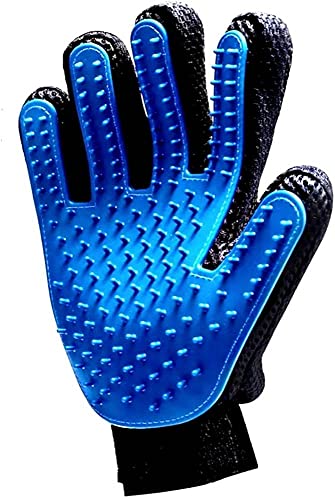 Pet Hair Remover Glove - Gentle Pet Grooming Glove Brush - Deshedding Glove - Massage Mitt with Enhanced Five Finger Design - Perfect for Dogs & Cats with Long & Short Fur - 1 Pack (Right-Hand), Blue