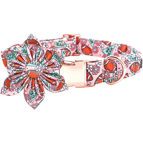Dog Collar - Rugby with Flower Dog Collar Flowers for Dogs Flower Pet Collar Adjustable Dog Collars Girl Boy Dog Collar for X-Small Dogs - color: Rugby, size: X-Small (Pack of 1)