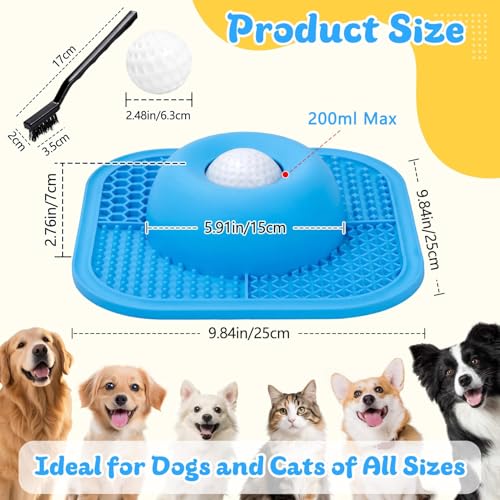 Slow Feeder Dog Bowls & Lick Mat for Liquid and Thick Treat, Anti-Slip Dog Lick Bowl with Interactive Rolling Ball, 5/6 Cup Pup Licking Toy for Large Medium Small Dogs and Cats Blue - color: Blue