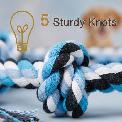 Dog Rope Toys for Large Dogs Aggressive Chewers,Indestructible Cotton Rope for Large Breed Dog, Tug of War Dog Toy, Durable 3ft Dog Toys with 5 Knots - color: colorful-1PCS