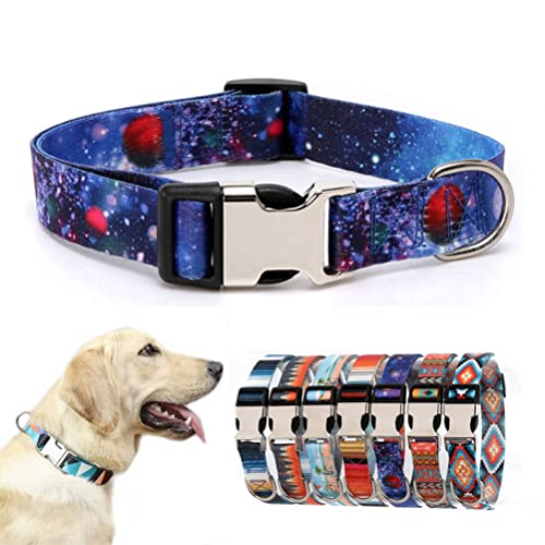 Soft Durable Dog Collar with Metal Buckle, Quick Release Puppy Collars Adjustable for Small Medium Large Pet Dogs and Kitten Cat Galaxy XL - color: Galaxy, size: X-large