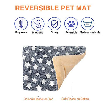 2 Pcs Pet Bed Mats. Ultra Soft Pet (Dog/Cat) Bed with Cute Prints. Reversible Faux Lambswool Kennel Pad for Medium Small Dogs and Cats. Machine Washable Pet Bed. - size: 18.5"L x 13.0"W x 1.2"Th