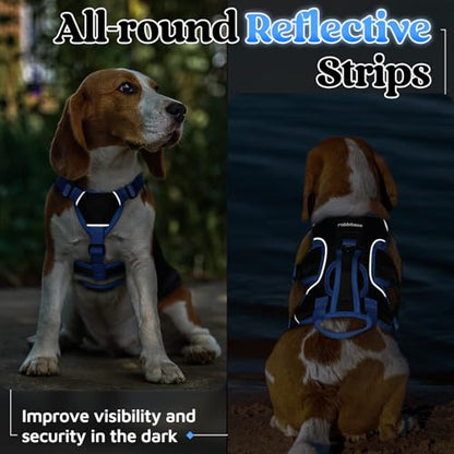 rabbitgoo Escape Proof Dog Harness Large Dogs, Soft Padded Full Body Pet Harness, Reflective Adjustable No Pull Vest with Lift Handle and Leash Clip for Walking Hiking Training, Blue & Black, S - color: Blue & Black, size: Small (Pack of 1)
