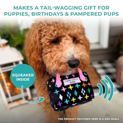 Haute Diggity Dog Chewy Vuiton Handbag Plush Squeaky Dog Toy, Soft Durable Designer-Inspired Stuffed Puppy Chew Toys for Small & Medium Dogs, Machine-Washable (Black Monogram) Large - color: Black Purse, size: Large