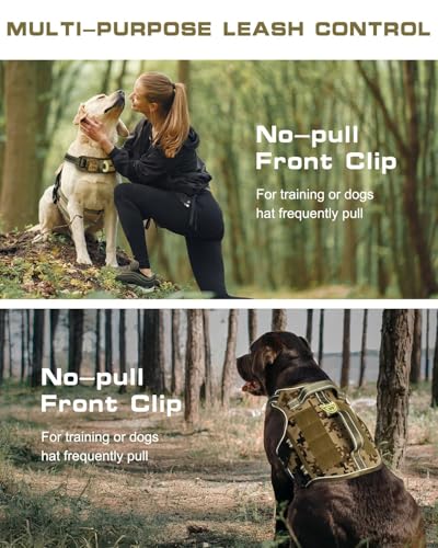 Tactical Dog Harness Medium Sized, Heavy Duty No Pull Dog Harness with Handle, Easy On and Off Service Dog Vest with Molle System, Reflective Pet Vest for Walking Hiking Training - color: Desert Camo, size: M(Neck:17-23",Chest:22-32"),35-50 lbs