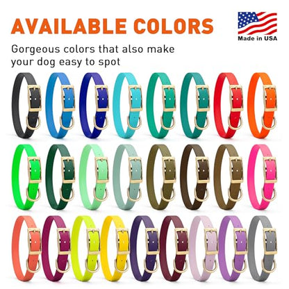 Viper Biothane Heavy Duty Waterproof Dog Collar Strong Coated Nylon Webbing w/Solid Brass Hardware Odor-Proof for Easy Care Easy to Clean High Performance Fits Small Medium or Large Dogs, Blue Aqua