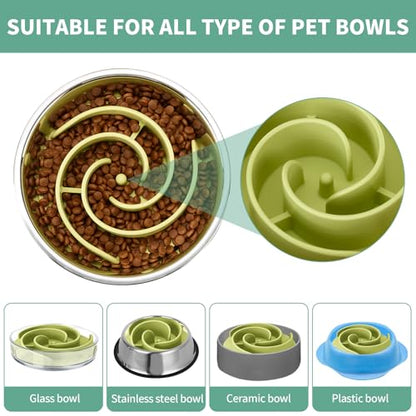 Slow Feeder Dog Bowls Insert, Animire Soft Silicone Slow Eating Dog Food Bowl for Small, Medium and Large Dogs, Compatible with Regular and Elevated Bowls - color: Green, size: S
