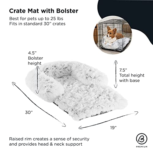 Best Friends by Sheri Nap Mat Dog Bed with Bolster - Washable Crate Pad, Removable Cover, Frost, Medium, 30x17 - size: Medium