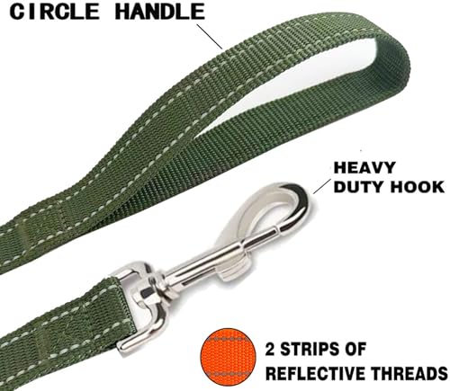 Reflective Dog Leash 4Ft /5 Foot /6 Feet Long, 1 Inch Wide, for Small and Medium Dogs - color: Reflective Green, size: 1'' x 4 FT