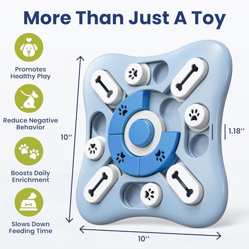 PAWSPIK Interactive Dog Puzzle Toy – Treat Dispensing Slow Feeder for Dogs, Mental Enrichment Toy with Squeaker & 16 Compartments – Durable, Non-Slip, Dishwasher Safe – Light Blue (Light Blue) - color: Light Blue