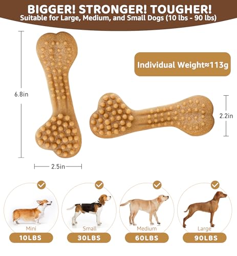 Durable Dog Chew Toy for Aggressive Chewers, Tough Dental Toy for Teeth Cleaning, Boredom & Anxiety Relief, Long-Lasting Toy for All Dog Sizes & Teething Puppies, Keep Them Busy