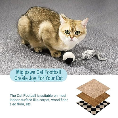 Migipaws Interactive Cat Ball Toy Set, Fun Tracker, Automatic Rolling Chase Ball with Fluffy Tail, A Small Mice, Rechargeable (White) - color: White