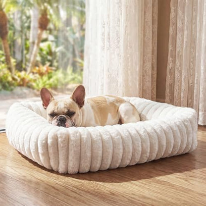 Dog Bed for Small Medium Size Dog, Washable Self Warming Dog Cat Beds for Indoor Cats Fluffy Rabbit Fur Pet Bed for Puppy and Kitten, Orthopedic Dog Cat Beds with Removable Cover & Anti-Slip Bottom - size: 28*22*8 inches